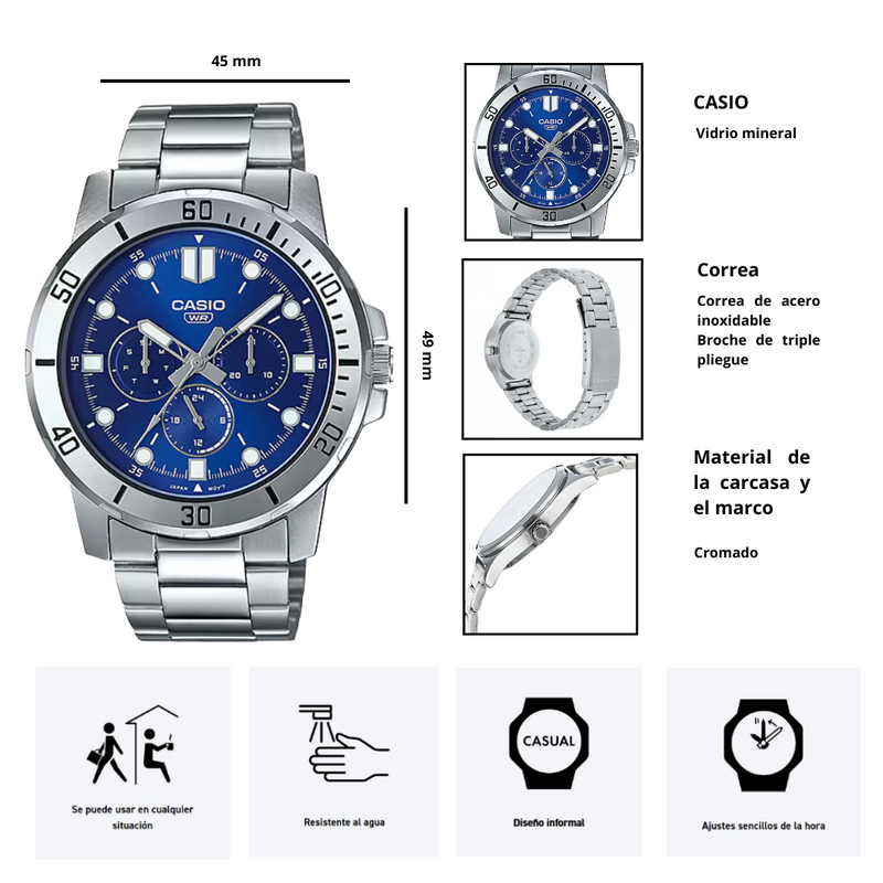 Reloj Casio MTP-VD300D-2E Diseño Elegante