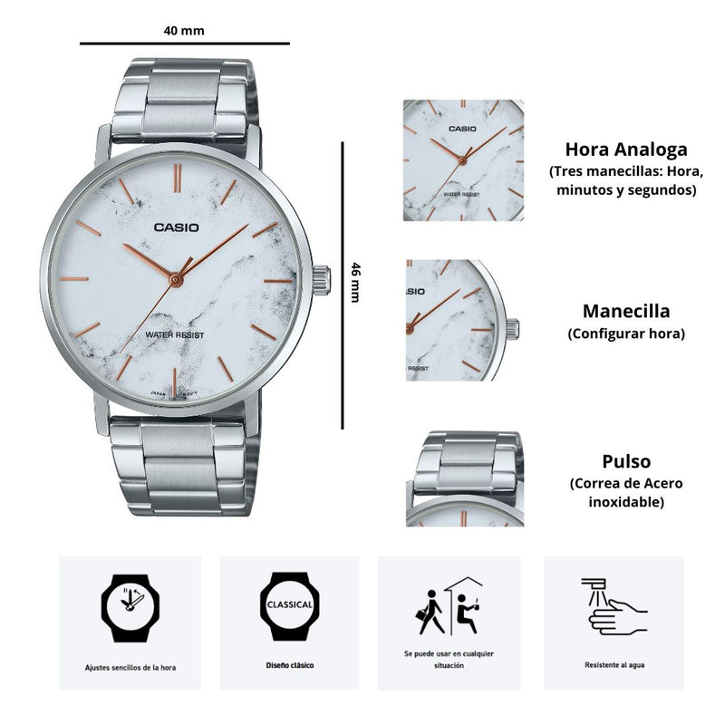 Reloj Casio MTP-VT01DM-7A Diseño Casual