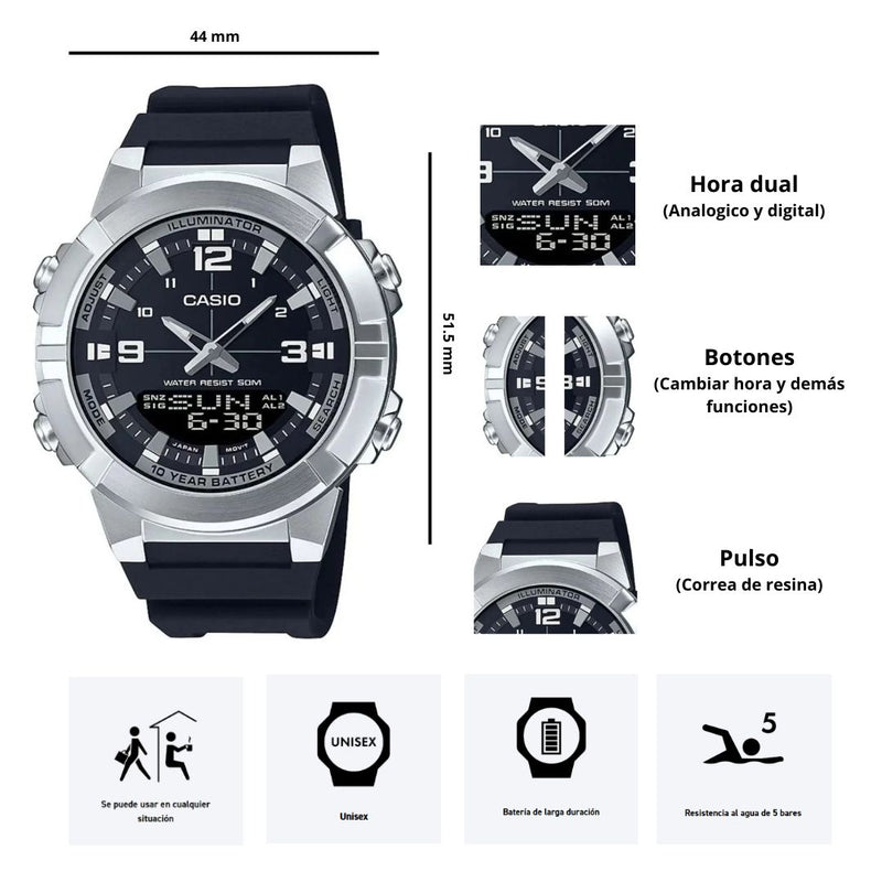 Reloj Casio AMW-870-1A Diseño Elegante