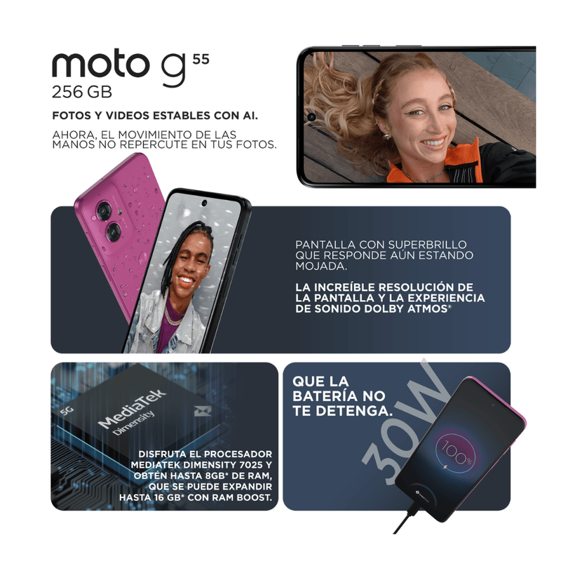 Celular MOTOROLA G55 256GB 8GB  Negro