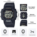 Reloj Casio Modelo W-737HX-1A Diseño Deportivo