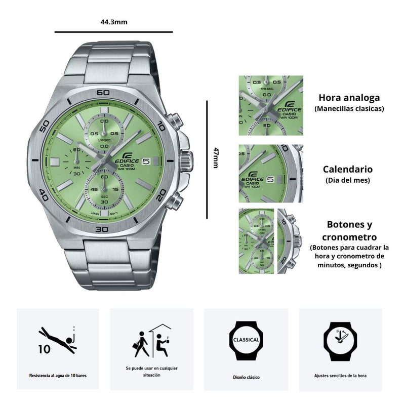 Reloj Casio Modelo EFV-640D-3AV Diseño Deportivo