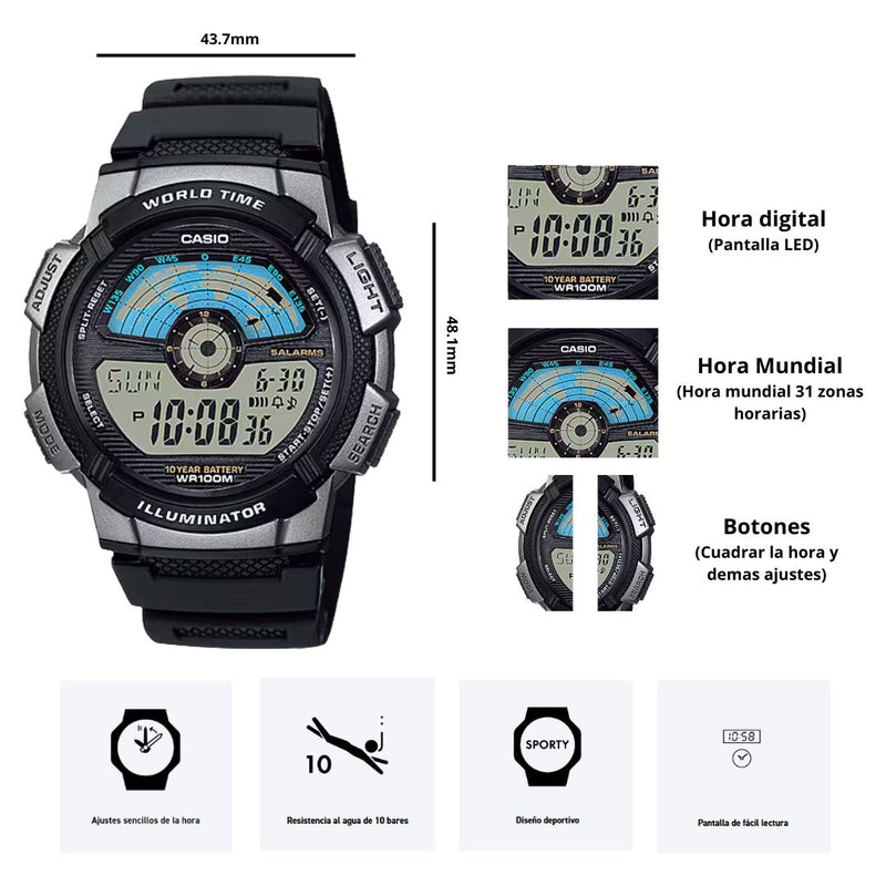 Reloj Casio Referencia AE-1100W-1A Diseño Deportivo