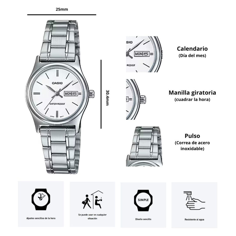 Reloj Casio Modelo LTP-V006D-7B2 Diseño Elegante
