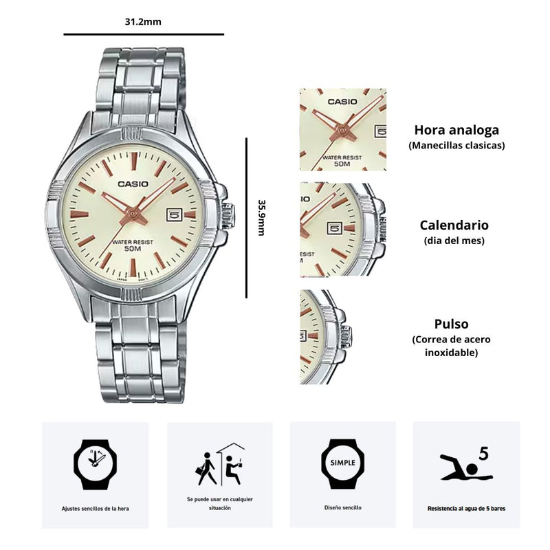 Reloj Casio LTP-1308D-9A Diseño Elegante