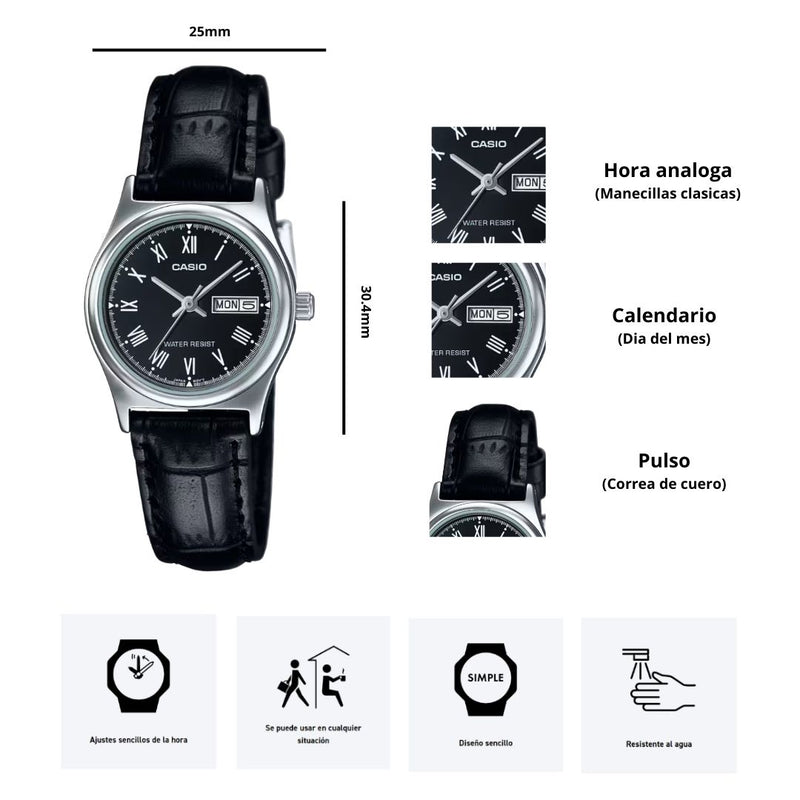 Reloj Casio Modelo LTP-V006L-1B Diseño Elegante