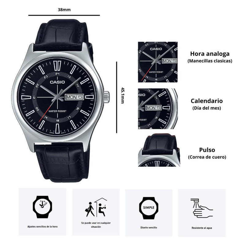 Reloj Casio Referencia MTP-V006L-1C Diseño Elegante