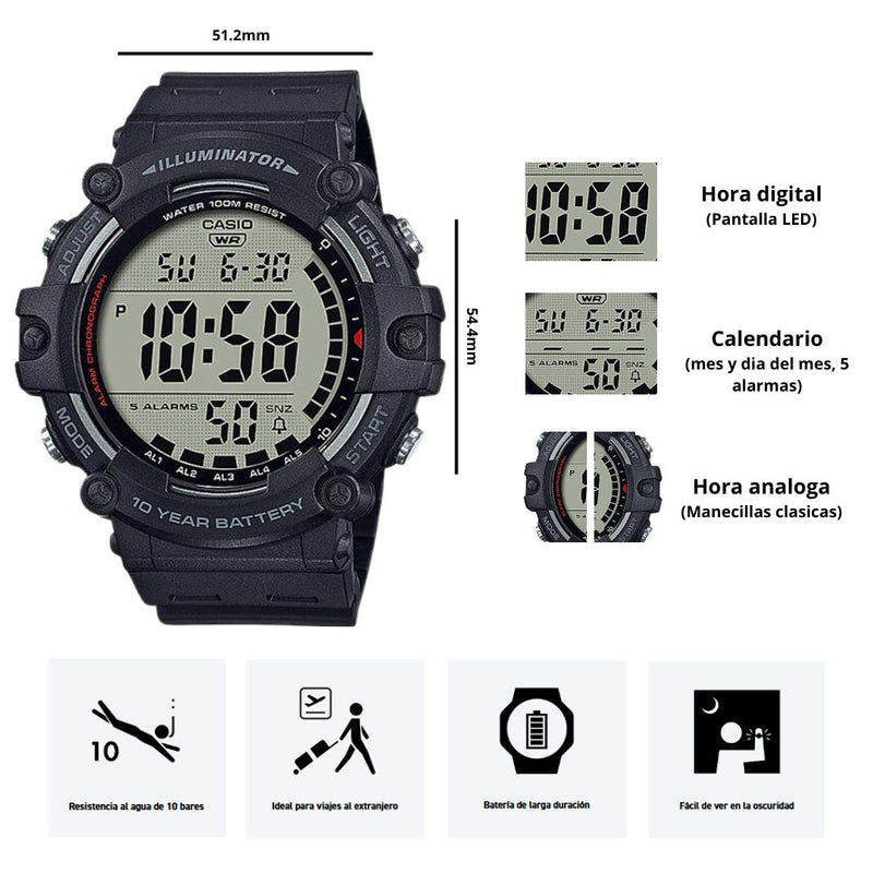 Reloj Casio Modelo AE-1500WH-1A Diseño Deportivo