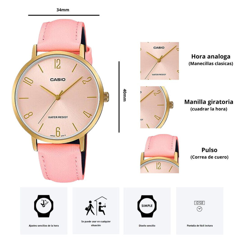 Reloj Casio Modelo LTP-VT01GL-4B Diseño Elegante