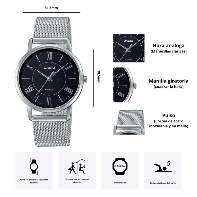 Reloj Casio LTP-B110M-1A Para Dama Diseño Elegante