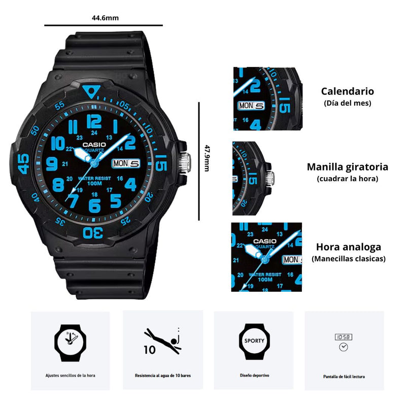 Reloj Casio Modelo MRW-200H-2B Diseño Deportivo