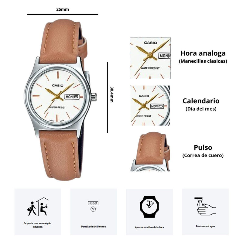 Reloj Casio Modelo LTP-V006L-7B2 Diseño Casual