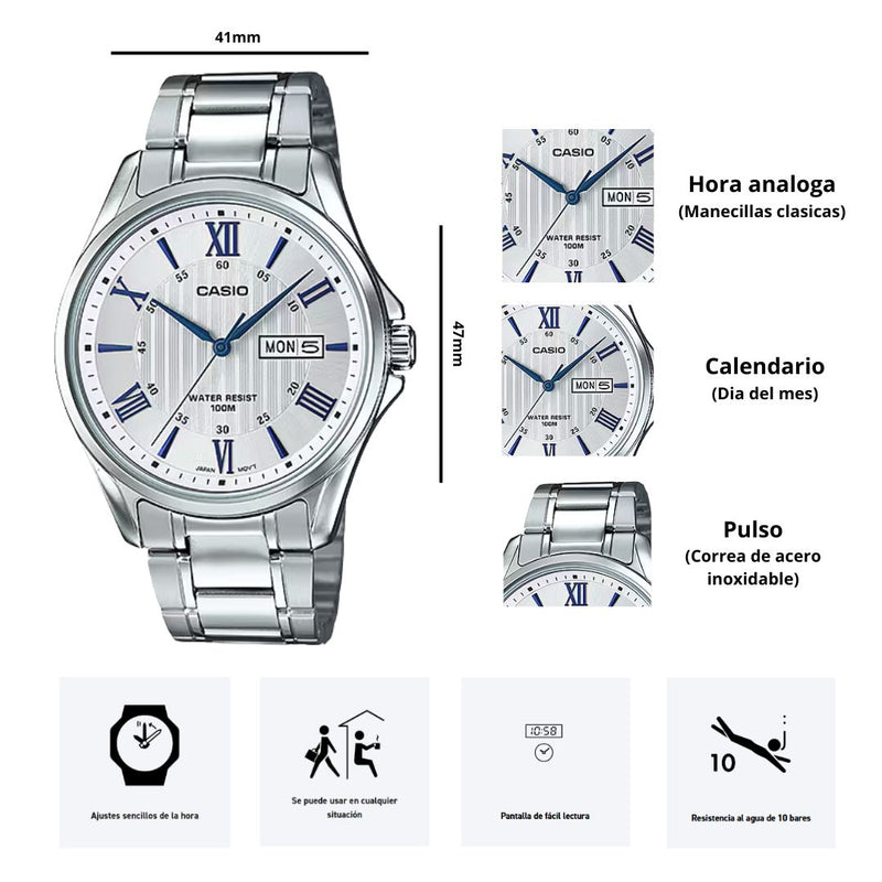 Reloj Casio Modelo MTP-1384D-7A2 Diseño Elegante