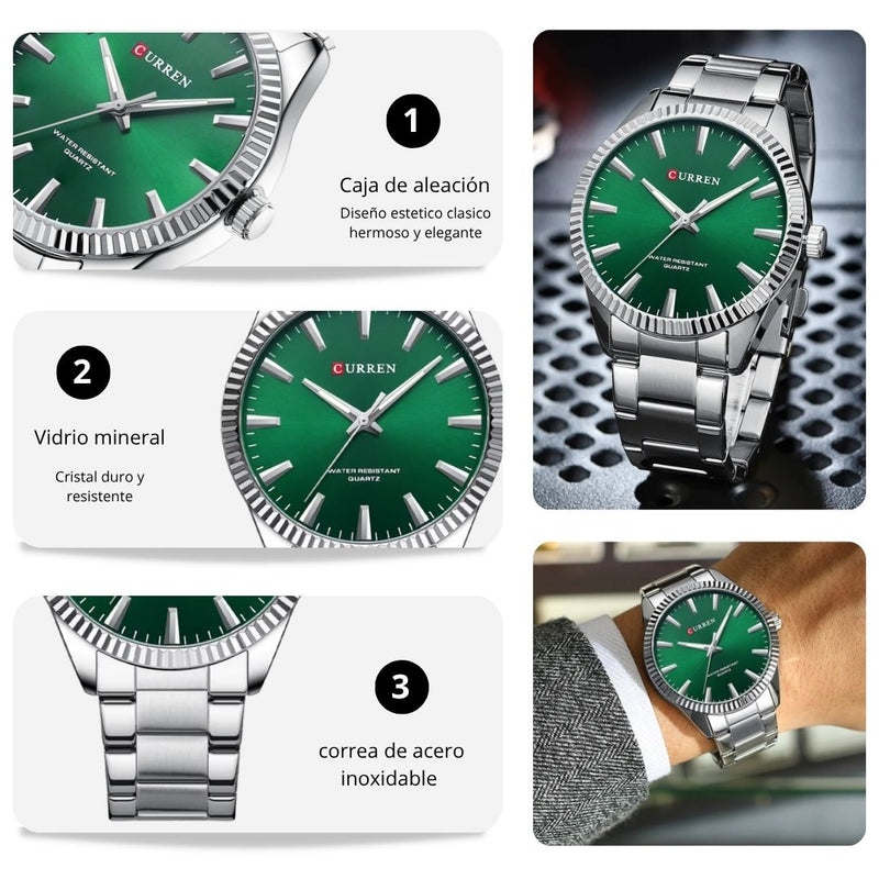 Reloj CURREN 8425 Elegante Para Hombre - Verde
