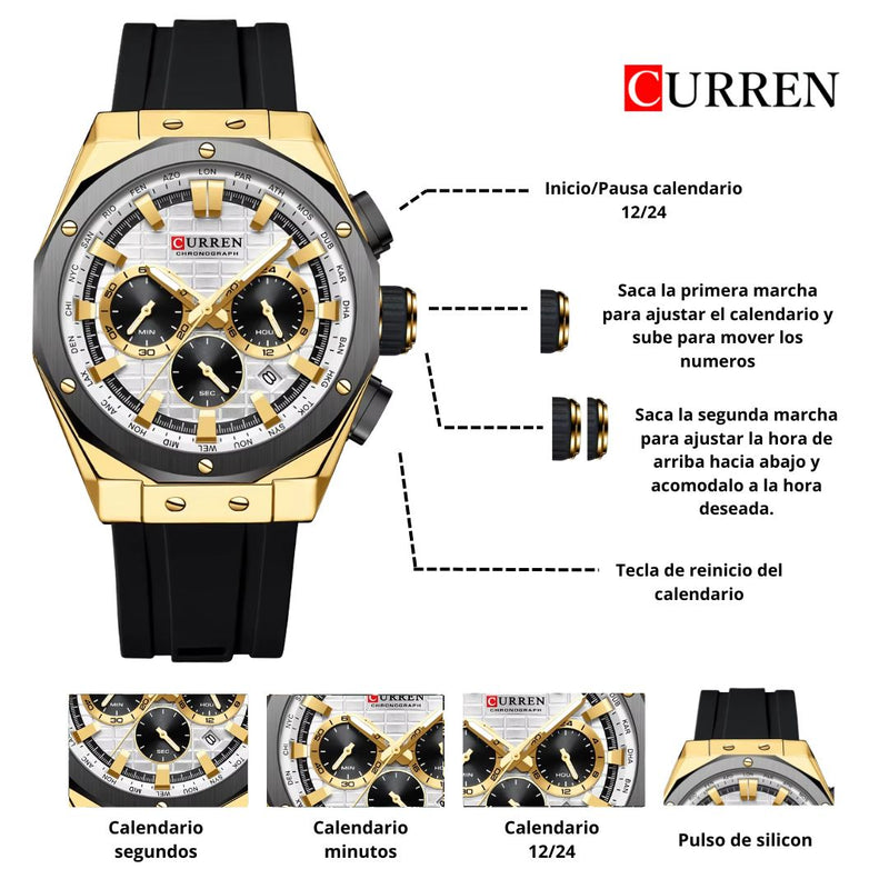 Reloj CURREN Cronografo 8464 Para Hombre - Blanco