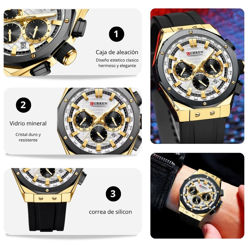 Reloj CURREN Cronografo 8464 Para Hombre - Blanco