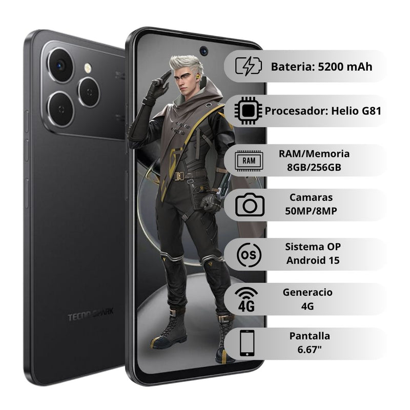 Celular Tecno Spark 40 256GB/8GB - Negro