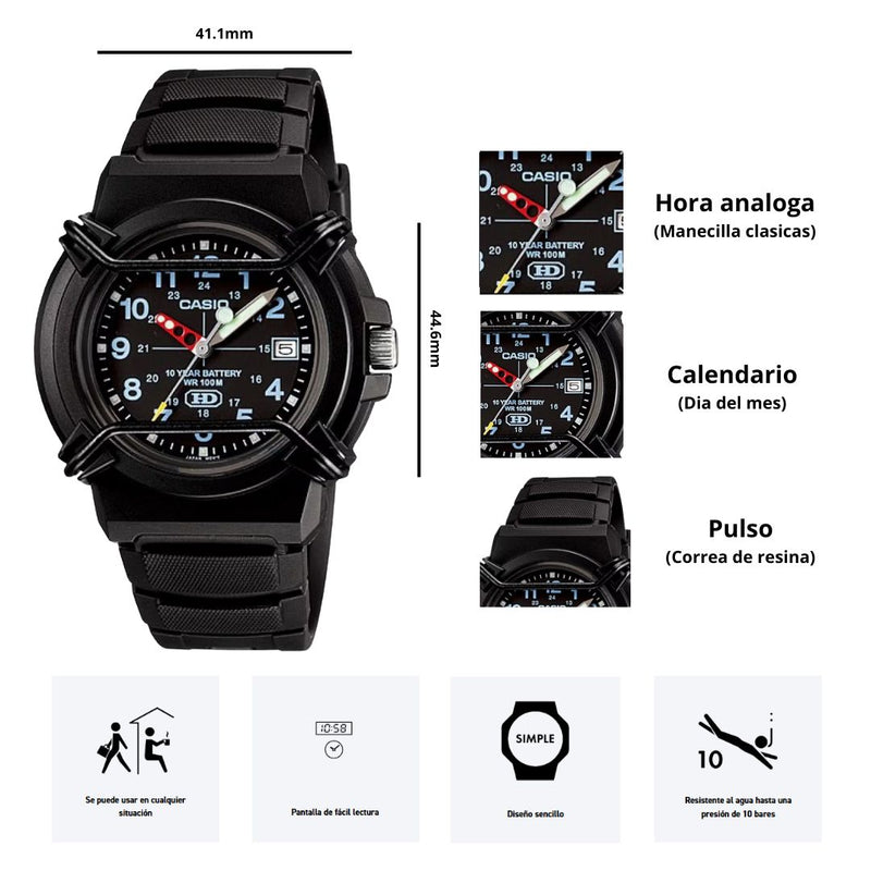 Reloj Casio Modelo HDA-600B-1B Diseño Casual