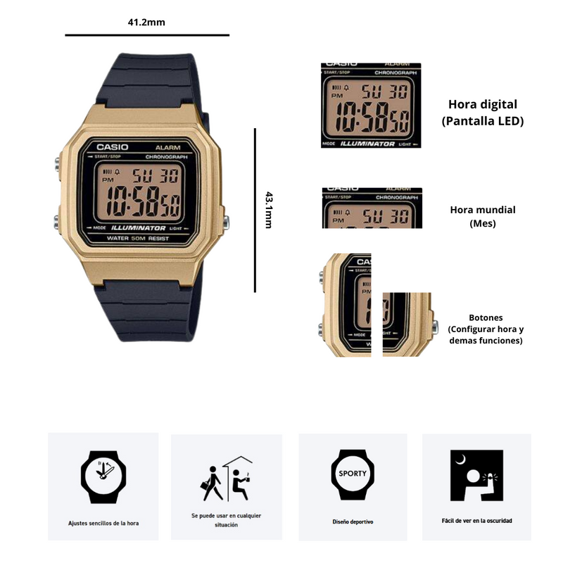 Reloj Casio W-217HM-9A Diseño Deportivo