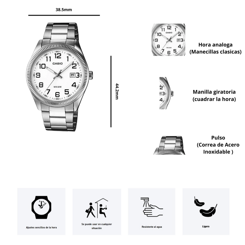 Reloj Casio MTP-1302D-7B Diseño Elegante
