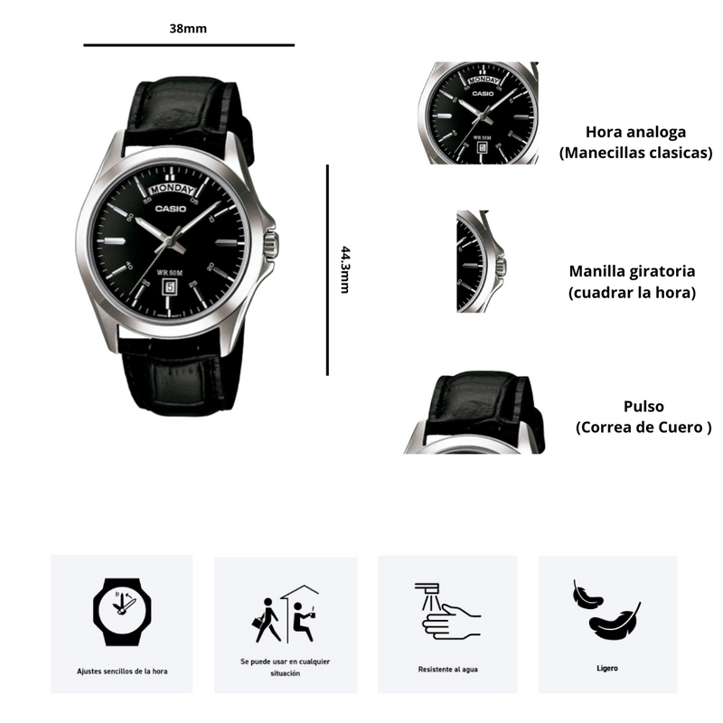 Reloj Casio Modelo MTP-1370L-1A Diseño Elegante