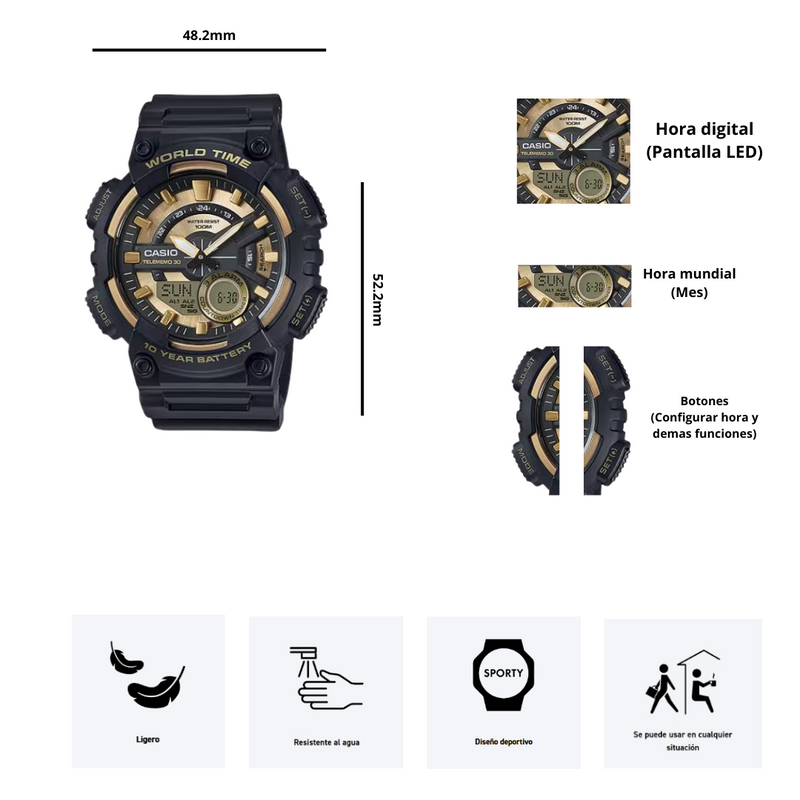 Reloj Casio AEQ-110BW-9A Diseño Deportivo