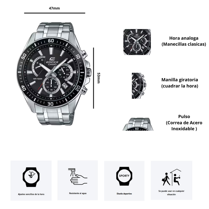 Reloj Casio Edifice EFR-552D-1AV Diseño Deportivo