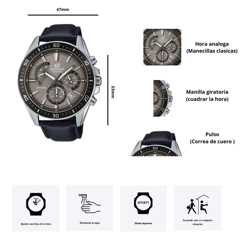Reloj Casio Edifice EFR-552L-5AV Diseño Deportivo