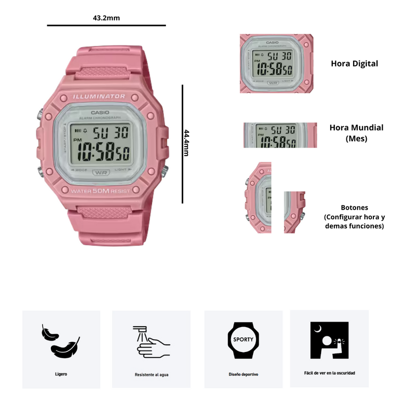Reloj Casio W-218HC-4A Diseño Deportivo