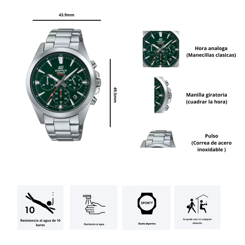 Reloj Casio Edifice EFV-630D-3AV Diseño Deportivo