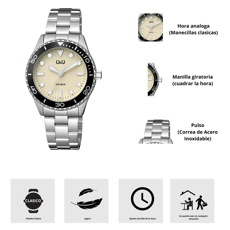 Reloj Q&Q Q55A-001PY Diseño Elegante