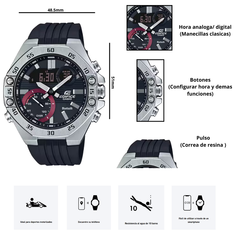 Reloj Casio Edifice ECB-10P-1A Cronografo Diseño Deportivo