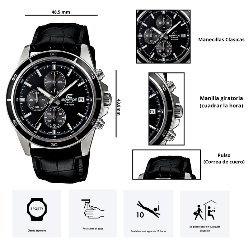 Reloj Casio Edifice EFR-526L-1AV Cronógrafo Diseño Deportivo