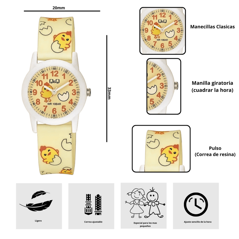 Reloj Q&Q V22A-018VY Diseño infantil