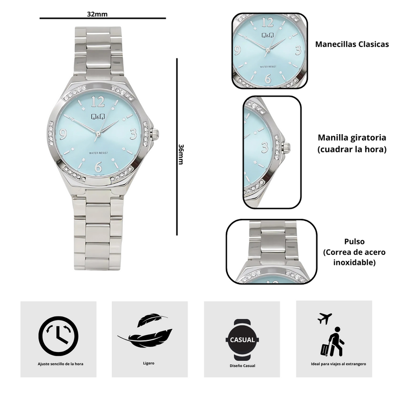 Reloj Q&Q Q89B-003PY Diseño Casual