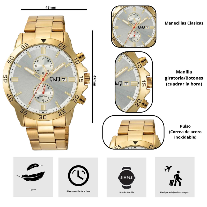 Reloj Q&Q C73A-003PY Diseño Elegante