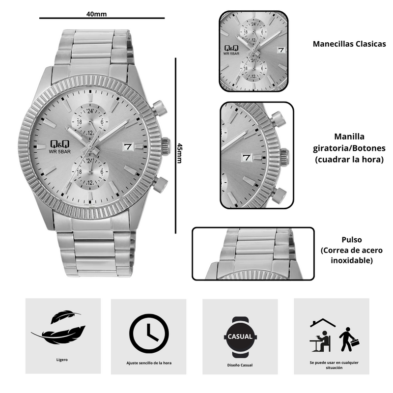 Reloj Q&Q A39A-001PY Diseño Casual