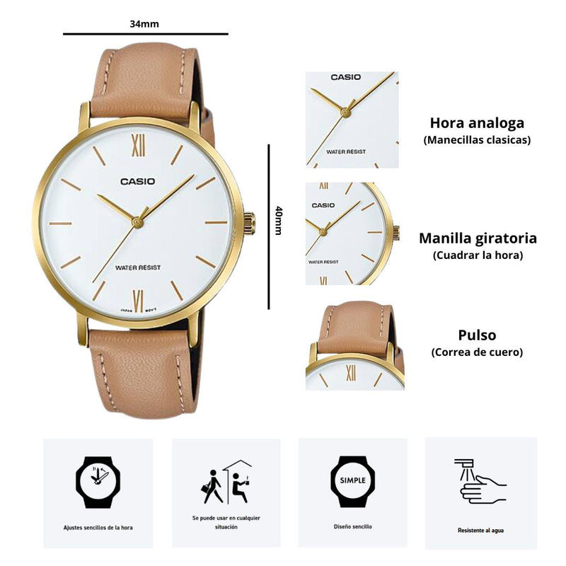 Reloj Casio Modelo LTP-VT01GL-7B Diseño Elegante