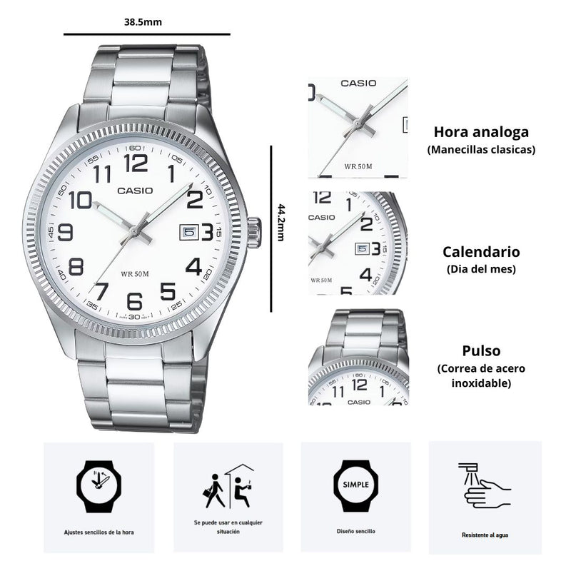 Reloj Casio Modelo MTP-1302D-7B Diseño Elegante