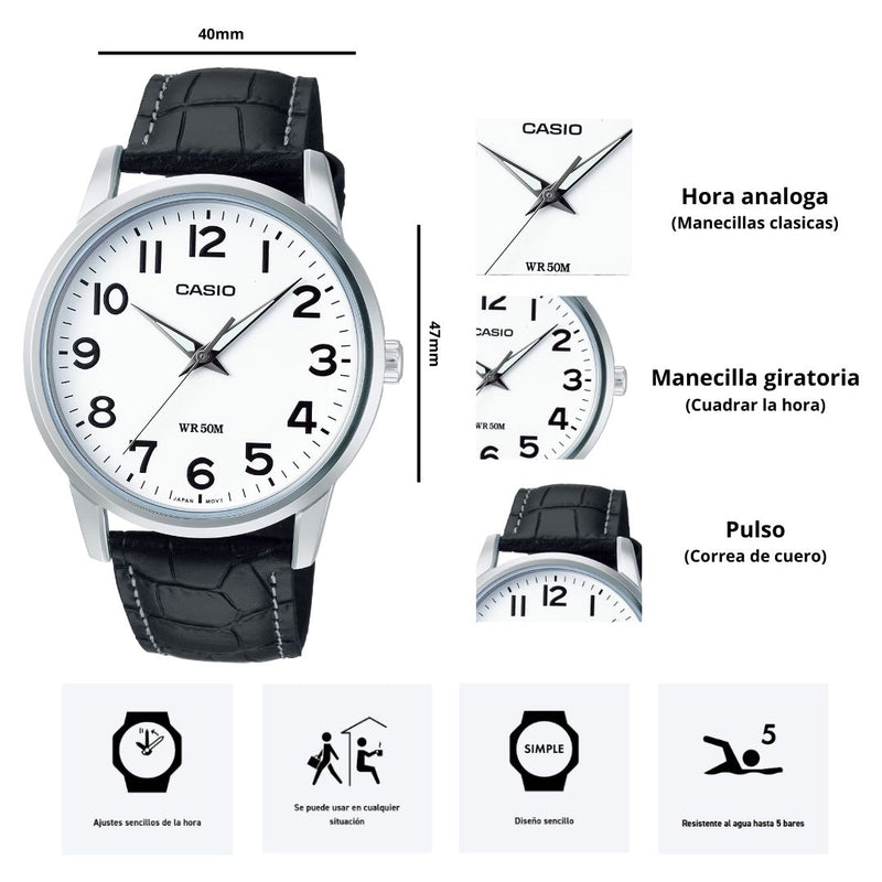 Reloj Casio Modelo MTP-1303L-7B Diseño Clasico