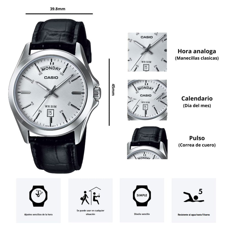 Reloj Casio Modelo MTP-1370L-7A Diseño Elegante