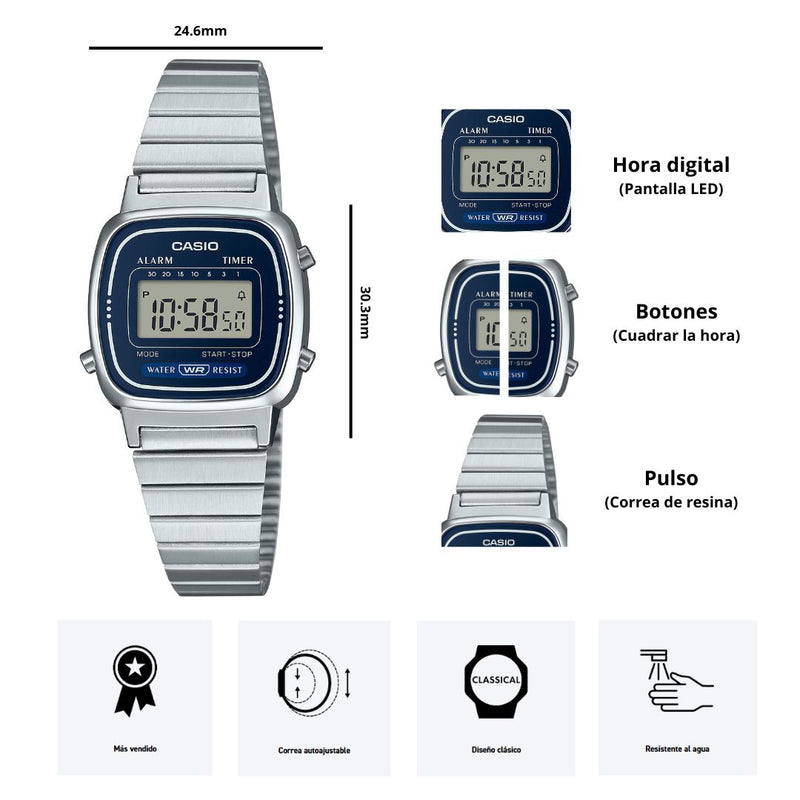 Reloj Casio Modelo LA-670WA-2D Diseño Vintage