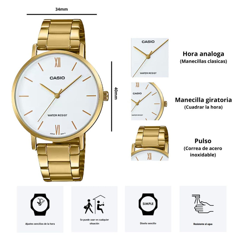 Reloj Casio Modelo LTP-VT01G-7B Diseño Elegante