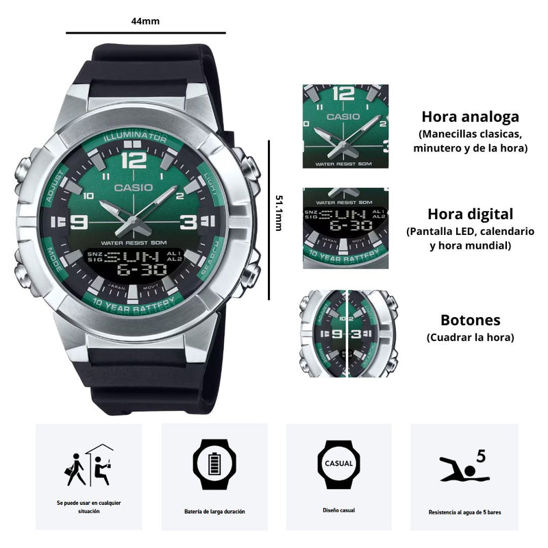 Reloj Casio AMW-870A-3A Análogo/digital - Elegante
