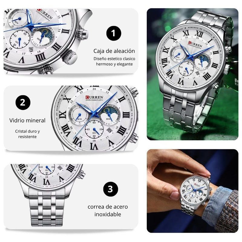 Reloj CURREN 8427 Cronógrafo Para Hombre - Plateado
