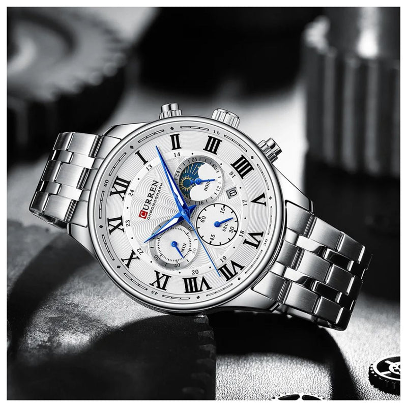 Reloj CURREN 8427 Cronógrafo Para Hombre - Plateado