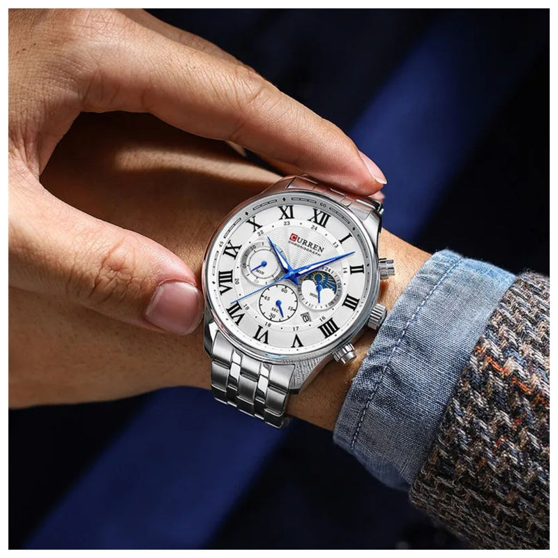 Reloj CURREN 8427 Cronógrafo Para Hombre - Plateado