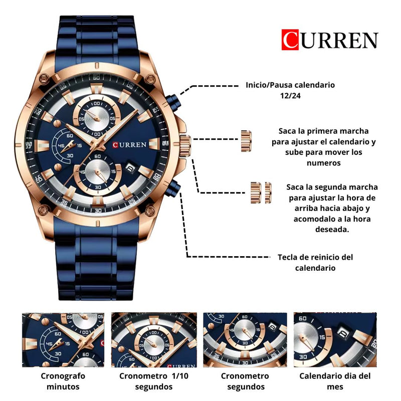 Reloj CURREN 8360 Cronógrafo Para Hombre - Azul