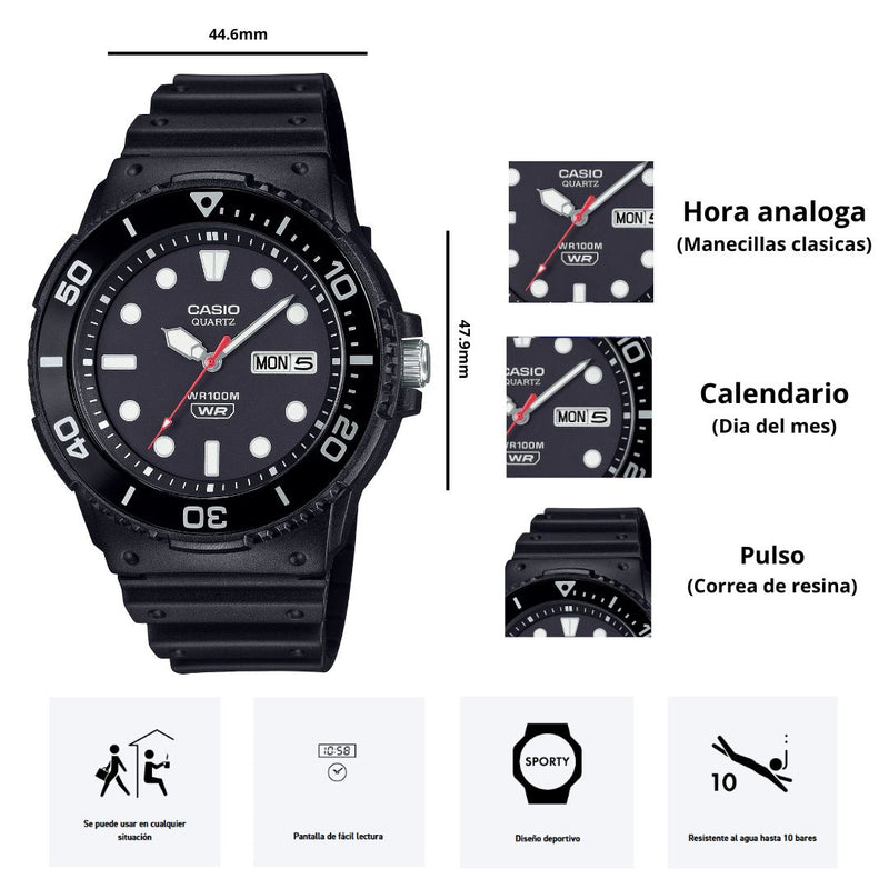 Reloj Casio Modelo MRW-230H-1E1 Diseño Deportivo