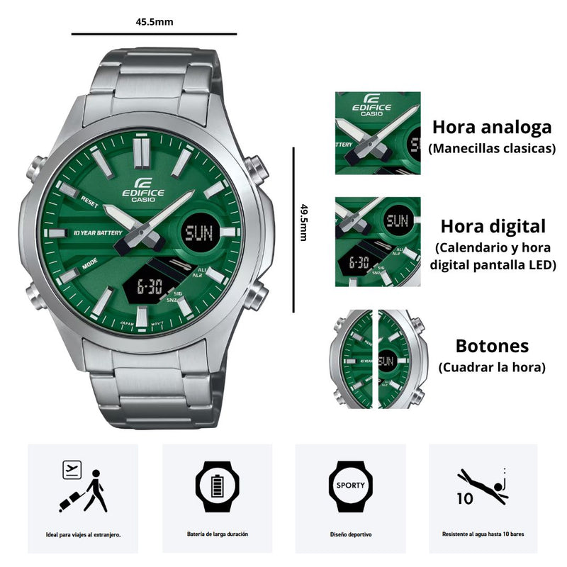 Reloj Casio Edifice EFV-C120D-3A Analogo/Digital - Elegante